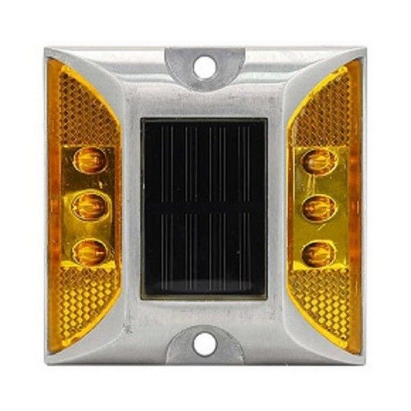 Color amarillo Reflectores solares de carretera IP68 impermeable 6pcs LED de alto brillo