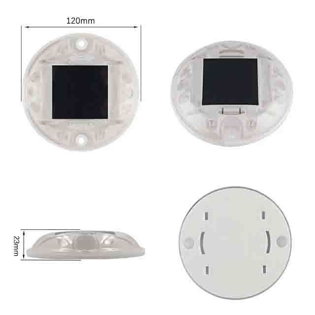 Alta luminosidad PC de forma redonda Marcador de pavimento solar Luz IP68 Ojo de gato de plástico